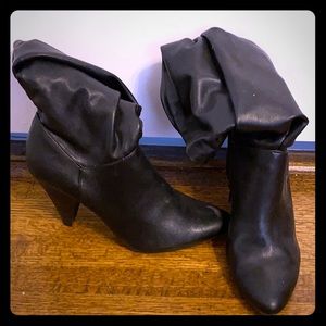 Heeled Black Slouch Boots Size 8.5